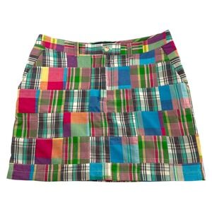 Cape Madras Colorful Plaid Patchwork Madras Skirt Size 10 Preppy Fisherman Y2K